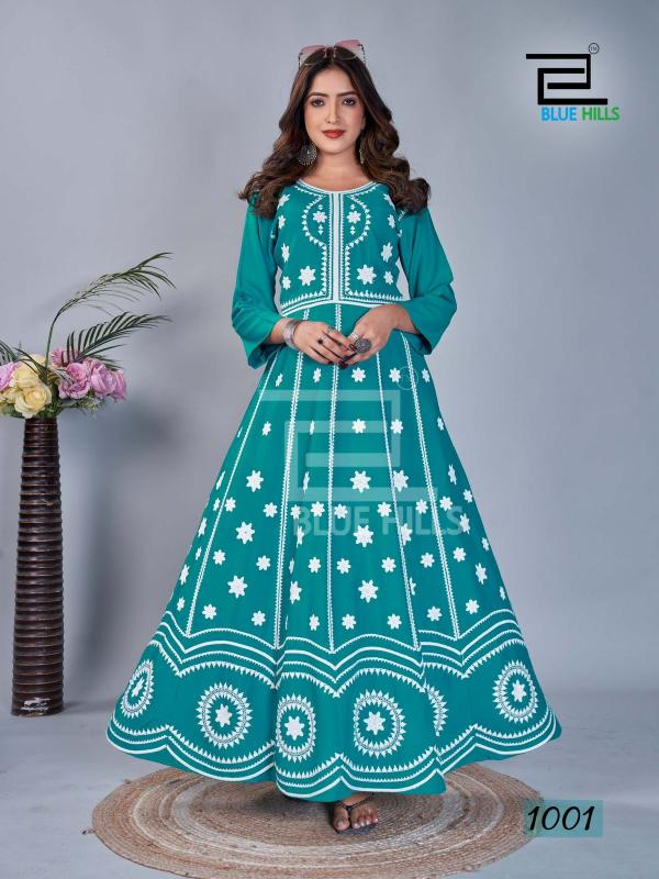 Blue Hills Rashmika Rayon Fancy Long Kurti Collection